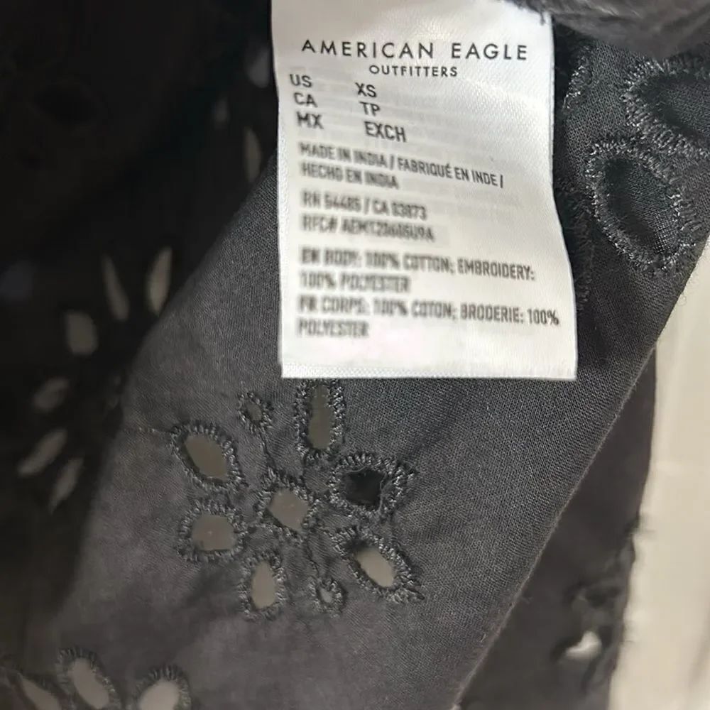 American Eagle Outfitters Black Eyelet Button Down Top(Size XS) - Picture 8 of 9